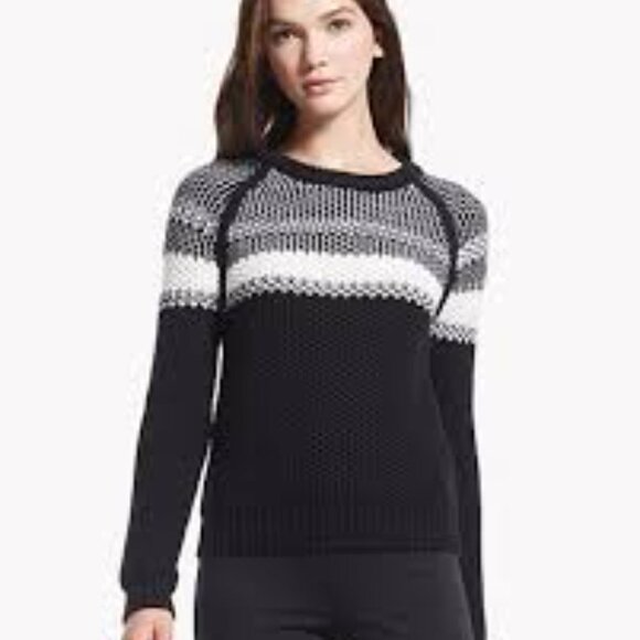 BNWT THEORY LARUS CABLE  KNIT SWEATER SZ XS BLACK GREY - Picture 6 of 16